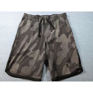 RVCA VA Sport Mens Camo Athletic Shorts Grey Black Size L Drawstring Training